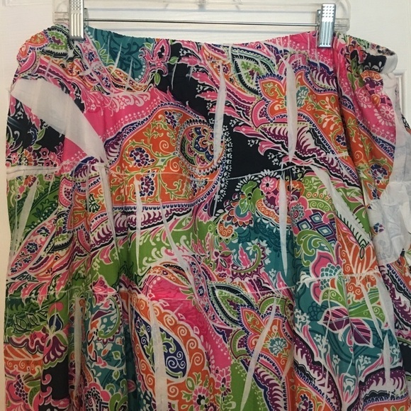 Colorful pull on midi skirt by Cato  22/24. Full, pleated, and lined, tiered. - Picture 3 of 7